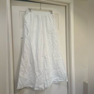 Gold Hawk 100% linen white wide-leg cusual pull on cropped pants‎ Sz XS/s…